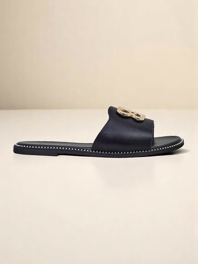 Royalfashion Damskie klapki na płaskiej podeszwie Aura Gold