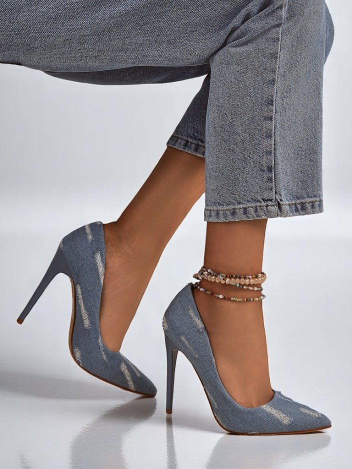Royal Fashion Women's Denim High Heel Pumps