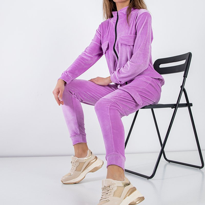 Женский фиолетовый спортивный костюм с карманами - Одежда