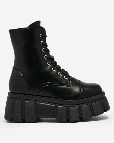 Royalfashion Women's black platform baggers boots Ceminas