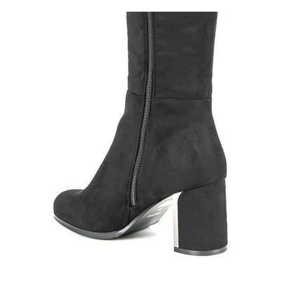 Czarne kozaki z eko - zamszu na wyższym słupku Slavonea - Obuwie