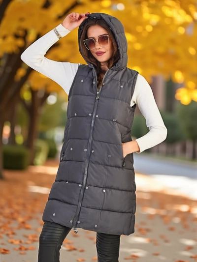 Royalfashion Sieviešu jaka ar atņemamām piedurknēm