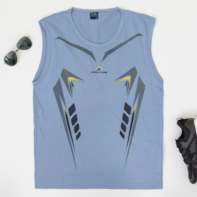 Cotton purple men's sleeveless t-shirt - Clothing