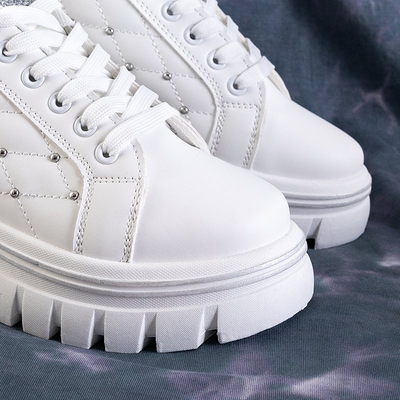 White women's sneakers with a silver glitter insert Yemen - Footwear