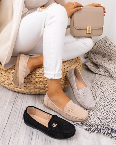 Black women's moccasins with an addition in zircons Endirmo - Footwear