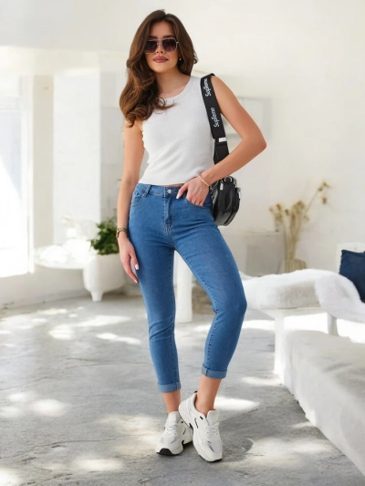 Royalfashion sieviešu kokvilnas šaurās džinsas