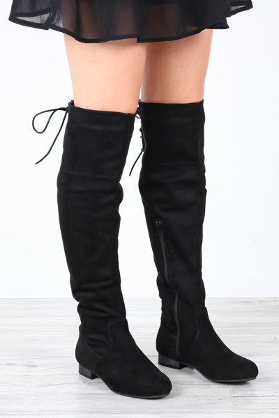 Czarne kozaki na płaskim obcasie Minia - Obuwie