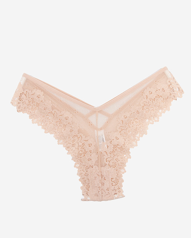 Women's beige lace brasilian panties - Underwear