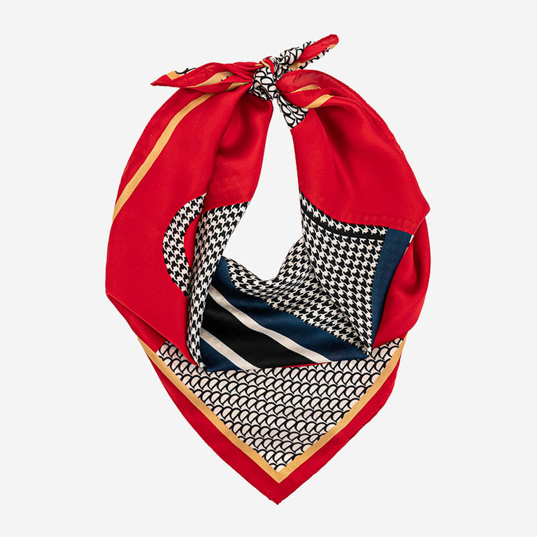 Red Women's Patterned Scarf - Accessories