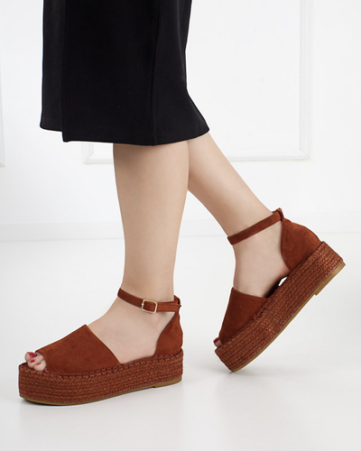 Brown women's sandals on the Ponera platform - Footwear