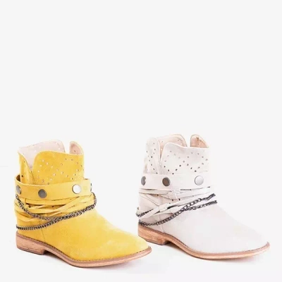 OUTLET Light gray ankle boots a'la cowboy boots on an indoor wedge Salemi - shoes