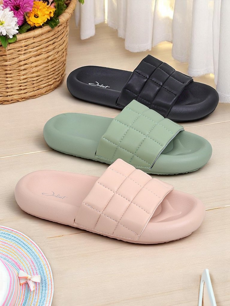 Royalfashion Sieviešu iešļūcenes uz plakanas zoles Quilt Walk