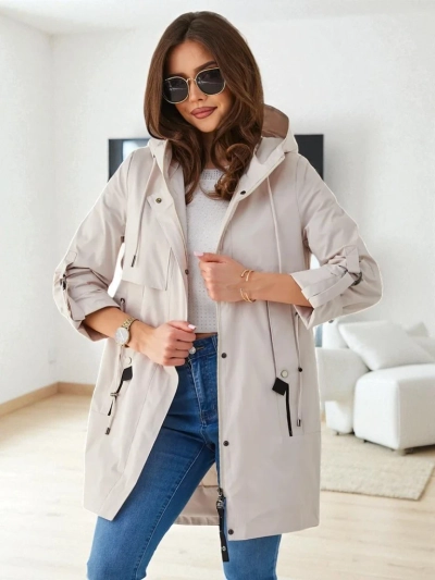 Royalfashion Sieviešu garš vēja drēbju jaka