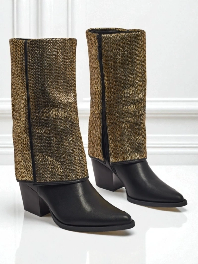 Женские ботильоны из экокожи на каблуке-столбике с декоративным верхом Virelia