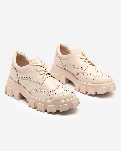 Beige women's shoes with an openwork accent Uneri - Footwear