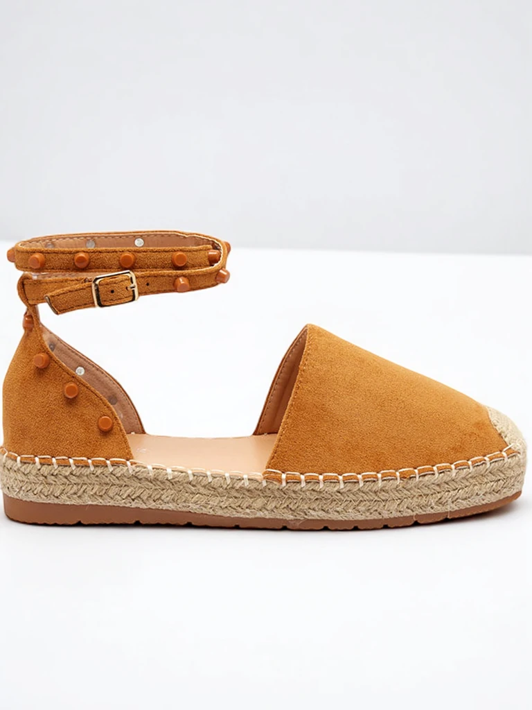 Light brown women's espadrilles with Lonesi jets - Footwear