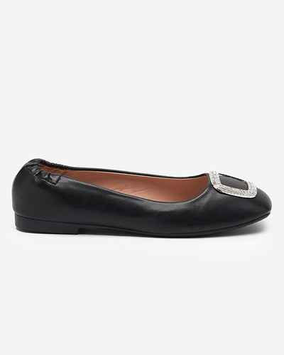 Black women's loafers with cubic zirconia Gievori - Shoes