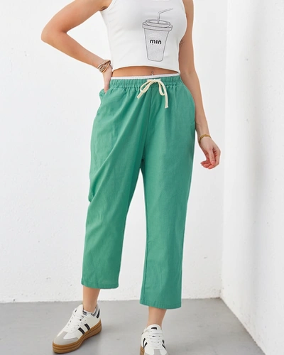 Royalfashion Cotton wide women's trousers with drawstring