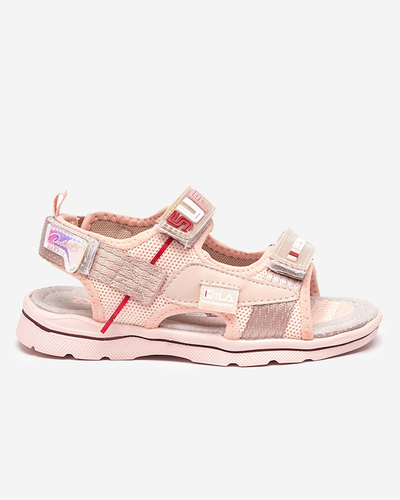 Pink children's sandals with patches Netiks - Footwear