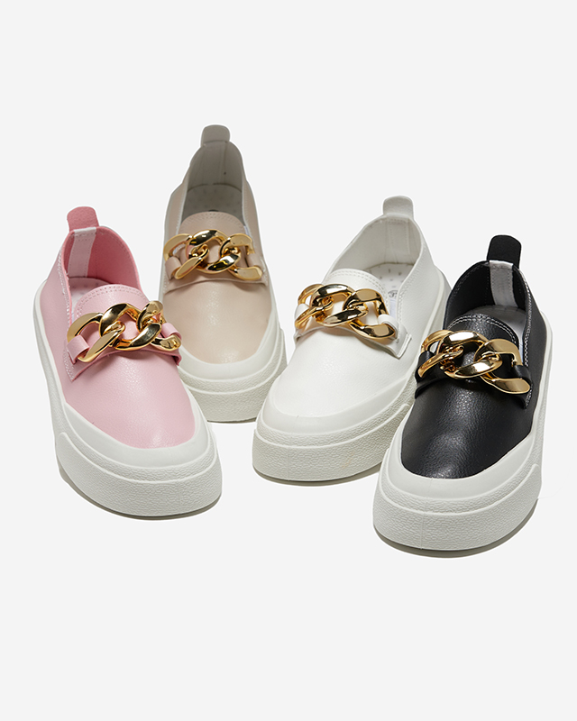 Black women's slip-on shoes on thicker sole with decoration Senuli - Footwear