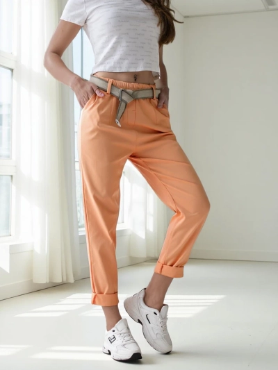 Royalfashion Women's Straight Viscose Pants with Belt