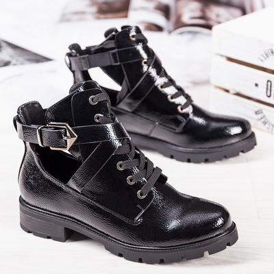 Black varnished ankle boots Ivone - Shoes 1