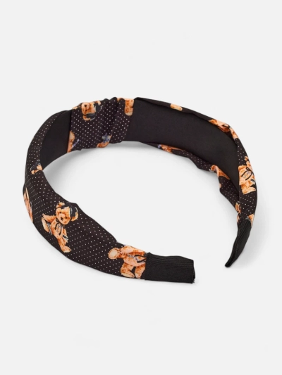 Royalfashion Hårband med flätat mönster i prickar och nallar