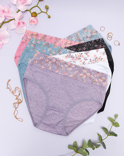Women's Cotton Briefs Set with Floral Pattern 6 / pack - Underwear