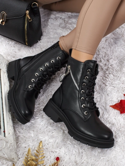 Venus Women's Ankle Boots Black Leather Elegant for Autumn