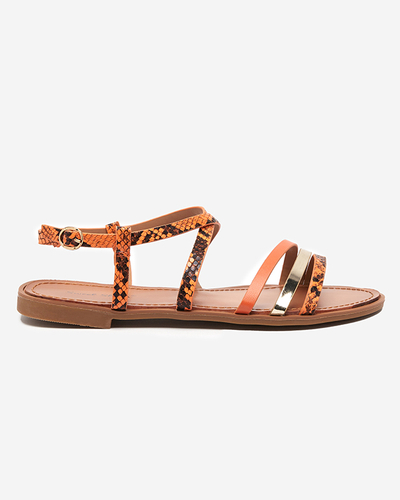 Orange women's sandals a'la snake skin Elione - Footwear