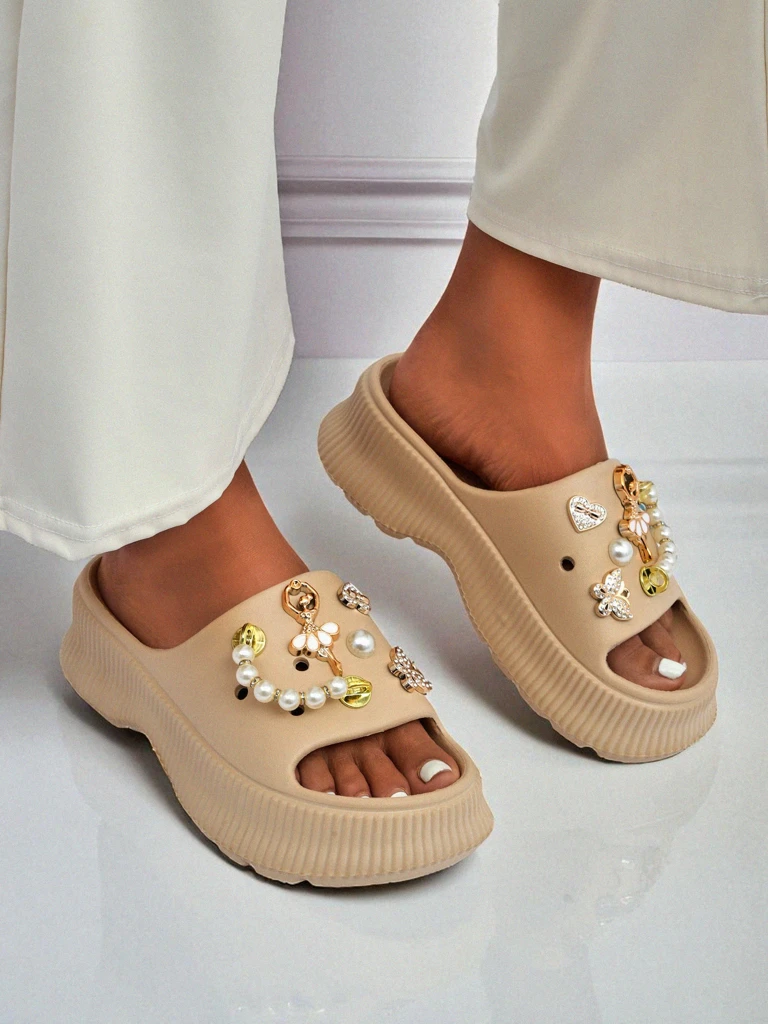 Royalfashion Women's rubber sandals with embellishments Slash Glam