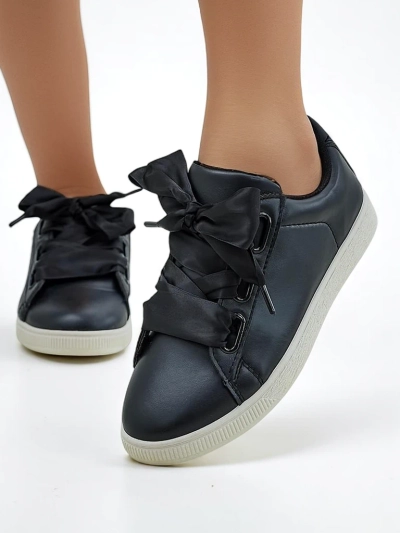 Royalfashion Women's eco-leather sneakers with decorative laces Etti