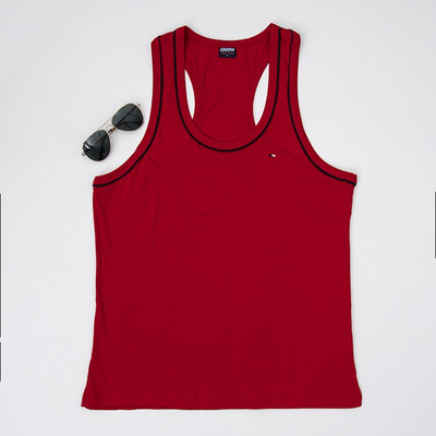 Men's red cotton sleeveless t-shirt - Clothing