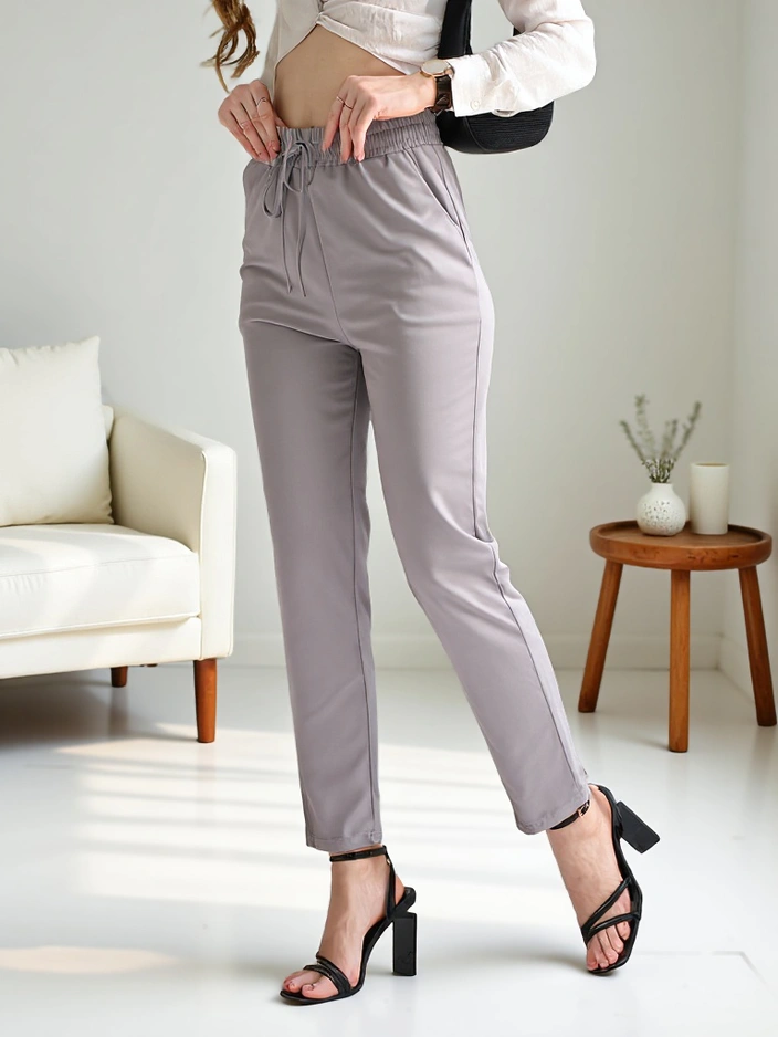 Royalfashion Simple women's pants with a tie