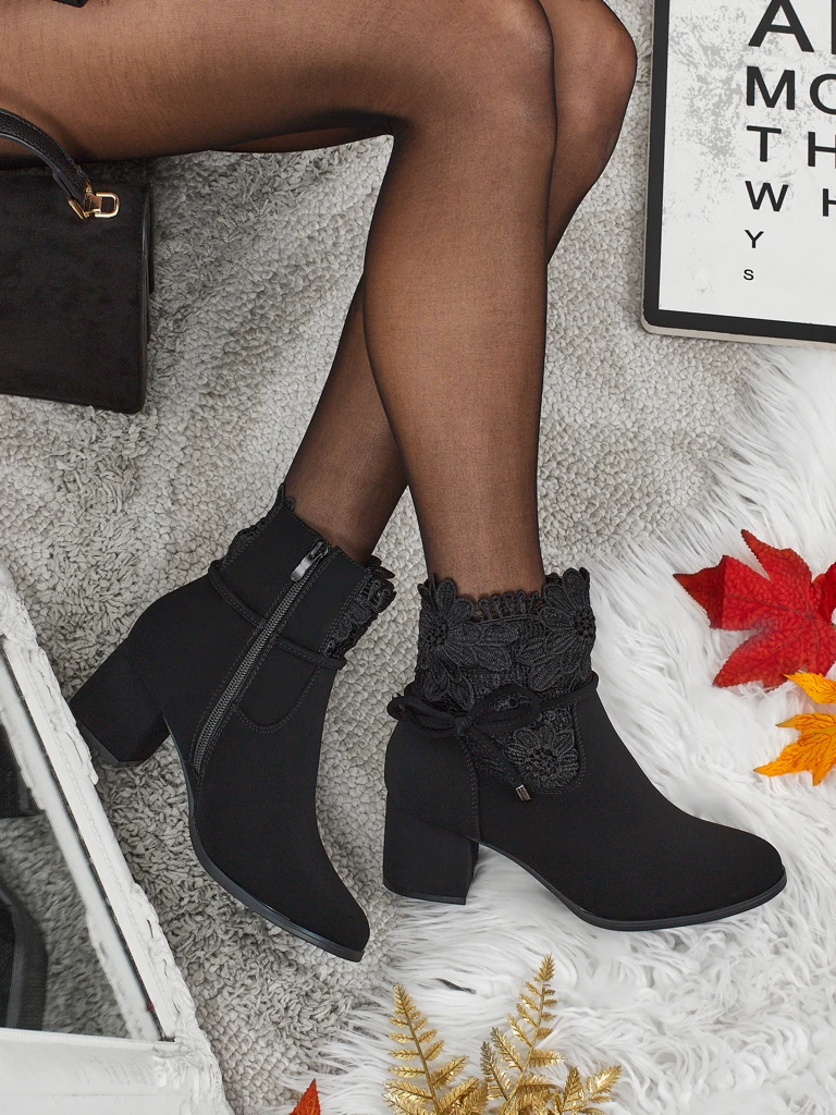 Diana Black Elegant Autumn Ankle Boots