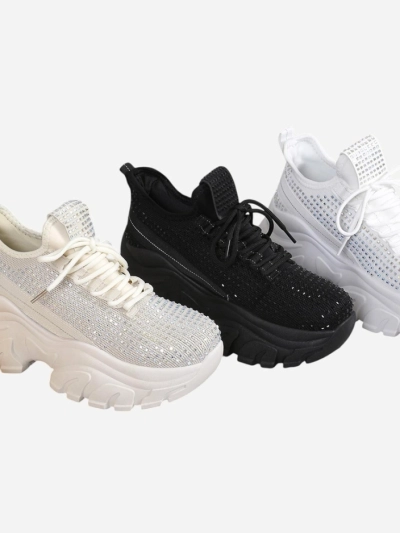 Royalfashion Women's sports sneakers with rhinestones Blysco