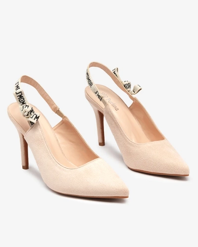 Beige eco-suede pumps with an interesting heel counter Misole - Footwear