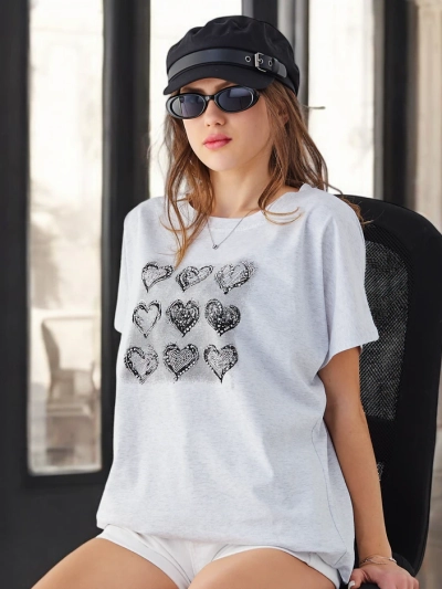 Royalfashion Women's Cotton T-shirt A lot of Hearts