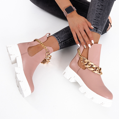 Pink women's boots with chain Tenkay - Footwear