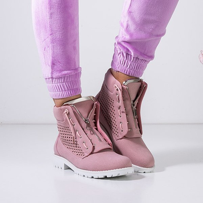 OUTLET Pink Sieviešu Ice Love ažūra pārgājienu zābaki - Apavi