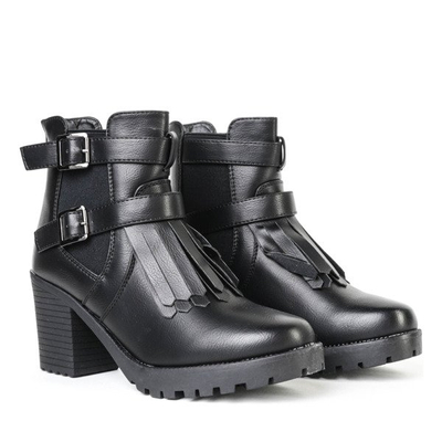 Black ankle boots with Shiori fringes - Footwear