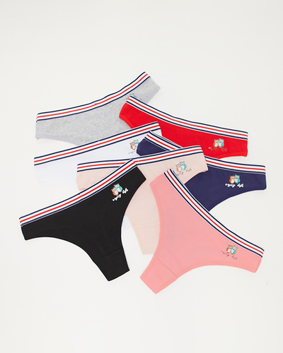 One-color women's thong set 7 / pack - Underwear