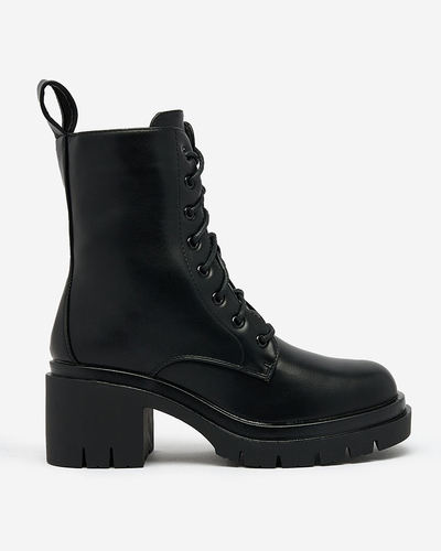 Royalfashion Black women's lace-up boots Cazzenos