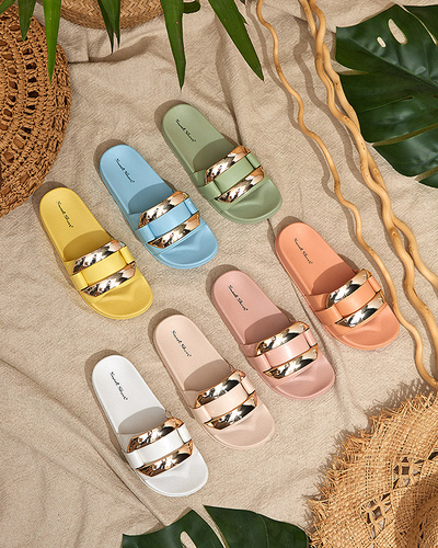 Royalfashion Orange women's flip-flops with gold decoration Serina