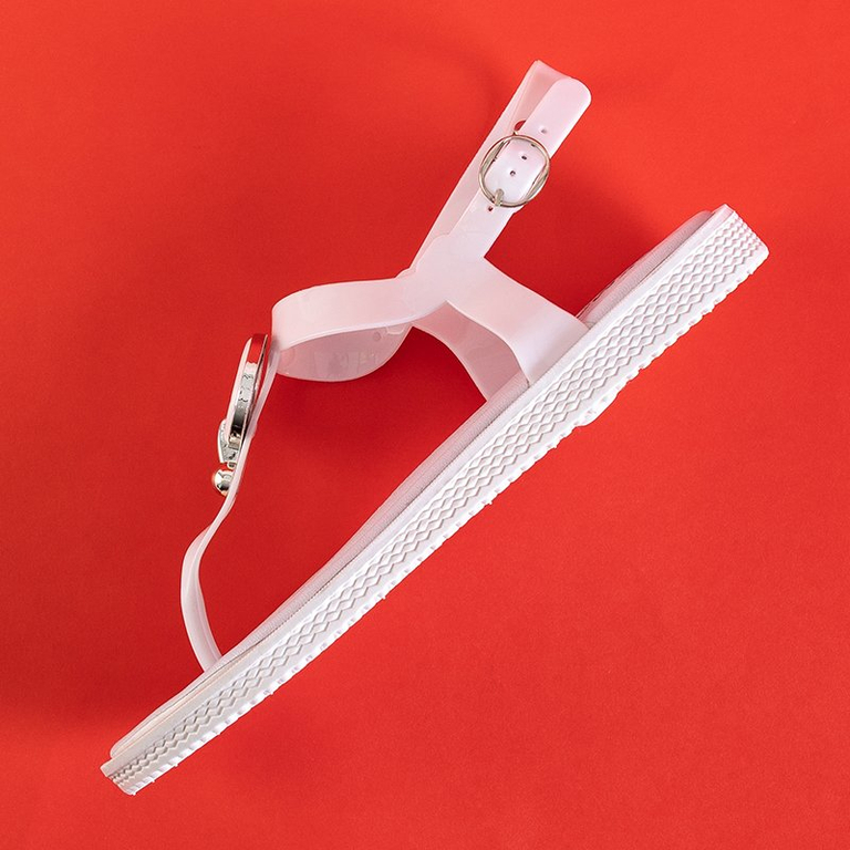 White women's sandals a'la flip flops with ornament Dosala - Footwear