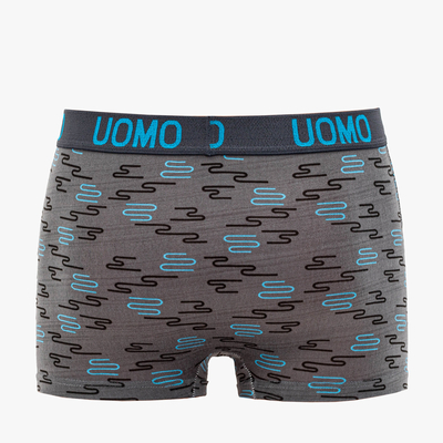 Grey men's boxer shorts with print- Underwear