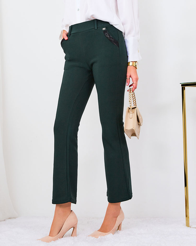 Royalfashion Dark green women's fabric pants a'la bells