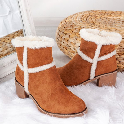 Winter boots with higher heels in Camel Fairi color - Footwear