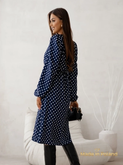 Women's Midi Dress in Polka Dots Midnight Bloom
