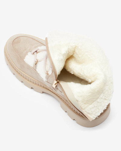 Royalfashion Light brown women's trapper boots with sheepskin Getatsa